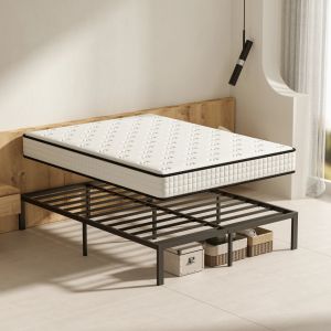 Ensemble 140x190 cm Matelas en mousse de 22 cm d'&eacute;paisseur + cadre de lit en m&eacute;tal - Neuf
