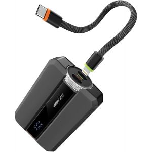 Eryi-Pd 30w Batterie Externe 10,000 Mah Avec Détachables Deux Ports Cordon Intégré, Petit Portable Power Bank Charge Rapide Batte[3526] - Neuf