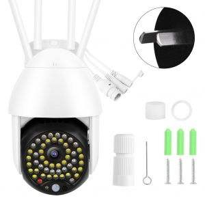 Camera PTZ Wi-Fi 1080p 50 lumieres IP66, vision nocturne couleur, suivi intelligent, alarme, videosurveillance pour la securite a domicile, prise 100-240 VAU - Neuf