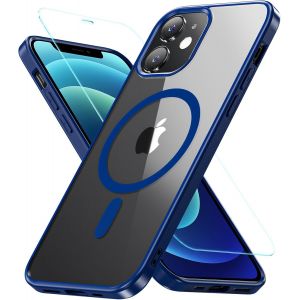 Kal-Coque Pour Iphone 12/Iphone 12 Pro, Compatible Avec Magsafe Et Qi, Verre Trempé 9h, Protection Militaire, Bleu - Neuf