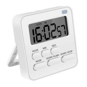 Minuterie De Cuisine,Minuterie D'?Ufs Avec Horloge,Chronomètre De Minuterie Numérique Avec Alarme Forte Lcd Pour La Cuisson,La Cuisson,S - Neuf