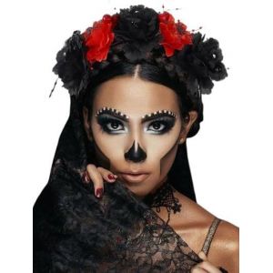 Tzf-Serre-Tête À Fleurs Noires Bohèmes Araignées Avec Couronne De Roses - Accessoire De Cheveux Pour Femmes Et Filles - Neuf