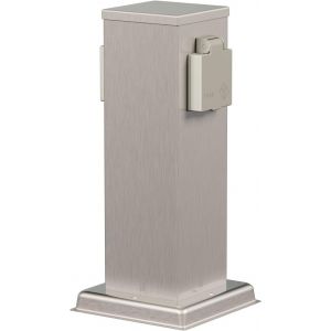 SEPT-Garten Colonne de Prises Polly pour l'ext&eacute;rieur, IP44, 2X, Acier Inoxydable, INOX, carr&eacute;, 27 cm - Neuf