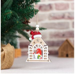 en bois suspendus ornement de No&euml;l en forme de tag. - Neuf