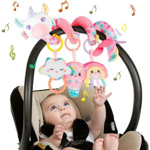 Spirale D'activit&eacute; B&eacute;b&eacute; Jouets - Spirale Jouet Poussette Bebe avec Musique, Jouet Eveil Bebe, Jouet Siege Auto pour Gar&ccedil;ons et Filles, Bebe Jouet Naissance Cadeaux 0 3 6 12 Mois, Rose - Neuf
