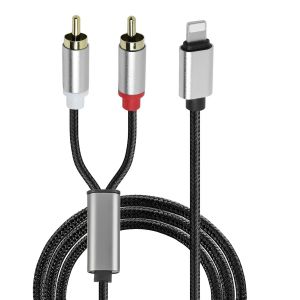 VornixorSarlshop-C&acirc;ble RCA pour Phone, Cable Lightn vers 2RCA, Adaptateur Audio Auxiliaire St&eacute;r&eacute;o pour Amplificateur de Puissance de Cin&eacute;ma Maison de Voiture, pour Phone 14/13/12/11/Pro/Pro Max/Mini/ - Neuf