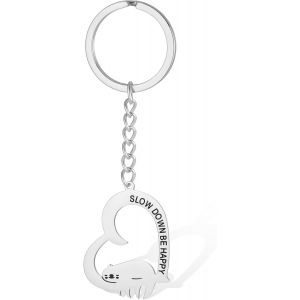 KALANKA-Porte-cl&eacute;s paresseux pour femme en acier inoxydable avec breloque en forme de c?ur - Accessoire de sac &agrave; dos - Cadeau pour les amoureux des paresseux - Neuf