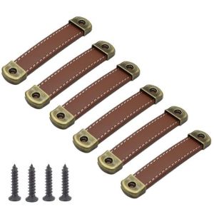 (Entraxe 160mm)Ensemble de 10 poignées en cuir Vintage cuir des poignées de meubles ¿ Meuble poignées poignées en cuir marron de cuisine de poignée de meubles, poignée - Neuf
