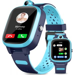Montre Connect&eacute;e 4G pour Enfants,Tracker GPS,T&eacute;l&eacute;phone,WiFi,Localisation en Temps R&eacute;el,Appel Vid&eacute;o et Message,SOS,Podom&egrave;tre,Cl&ocirc;ture &Eacute;lectronique,Montre GPS Anti-Perte pour Enfants,Bleu - Neuf
