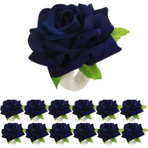 12 Anneaux De Serviette De Fleur D'émulation (Bleu Caché), Décoration De Dîner De Pâques De Noël De Réception De Mariage - Neuf
