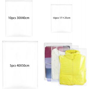 KALANKA-25 Pièces Pochette Voyage Sachet Plastique Zip 3 Tailles Etanche Sac de Rangement Voyage Non Poreux Sac Vetement Voyage Mat Pochette Rangement pour Chaussures, Costume, Maquillage, Sous-Vêtem - Neuf