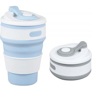 Gobelet À Café Pliable (2 Paquets De 350 Ml Chacun) - Gobelet Pliable En Silicone Réutilisable Pour Le Camping Et Les Voyages - Gris/Bleu - Neuf