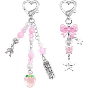 KALANKA-Porte-Cl&eacute;s Blanc Mignon en Forme D'&eacute;toile, Style Marin, Accessoires Porte-Cl&eacute;s &eacute;l&eacute;gants Femme, pour la Plupart des Coques de T&eacute;l&eacute;phone Portable Portes-Cl&eacute;s D&eacute;coration Cam&eacute;ra - Neuf