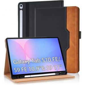 Coque Pour Samsung Galaxy Tab S9 Fe 10,9 Pouces/S9 11 Pouces 2023 Housse Cuir Pu [Réveil/Veille Automatique] Etui De Protection Avec Support Fonction Et Poche De Documents, Noir - Neuf