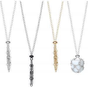 Kal-3 Pièce Cage Support En Cristal, Collier Porte-Cristal Fait À La Main, Porte-Collier En Pierre, Pierres Précieuses Quartz Pour Femmes Et Hommes (Longueur D'environ 17.2 Pouce/43.8cm) - Neuf