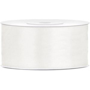 Ruban De Satin De 25 M De Long - Blanc Cr&egrave;me - Largeur 38 Mm - Ruban D&eacute;coratif Pour Mariage, No&euml;l - Emballage Cadeau - Neuf