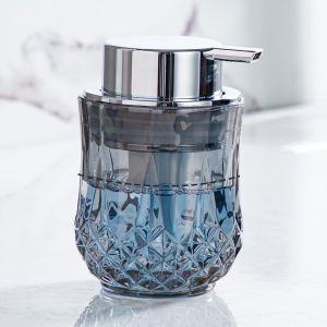 KAL-Distributeur De Savon Moussant - 10 Oz - Argenté - Pour Salle De Bain - Rechargeable - En Verre - Pour Un Pressage Facile - Convient Pour Shampooing, Gel Douche, Cuisine, Salle De Bain - Neuf