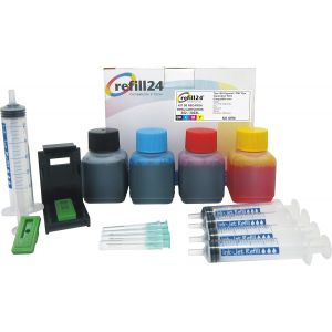 ERYI-Kit De Recharge Compatible Pour Cartouches D'Encre Hp 302, 302 Xl Noir Et Couleur Avec Clips Et Accessoires + 200 Ml D'Encre Compatible Avec Deskjet Officejet Envy - Neuf