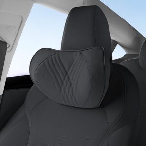Appuie-t&ecirc;te Coussin de Cou,100% Mousse &agrave; M&eacute;moire T&ecirc;te Souple Cuir,Oreiller Soutien Cou de Voiture,Appuie Tete Voiture Respirant,Repose Cervical Souple,Noir,1 Pi&egrave;ce - Neuf