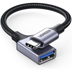 KALANKA-Adaptateur USB C vers USB A 3.0 5Gbps OTG Câble Type-C Mâle vers Type-A Femelle Nylon Tressé Aluminium Compatible avec iPhone 17 Pro Max Air 16 15 MacBook Air iPad Galaxy S25 (Gris) - Neuf