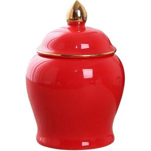 Mini Pot À Thé En Céramique De Style Chinois Vintage Avec Couvercle - Vase Décoratif Vintage Pour Aliments - Rouge - Neuf