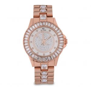 Bs Strass Femmes Femelle Quartz Analogique Montre Alliage Bracelet Rond Bo&icirc;tier Montre-Bracelet Or Rose - Neuf