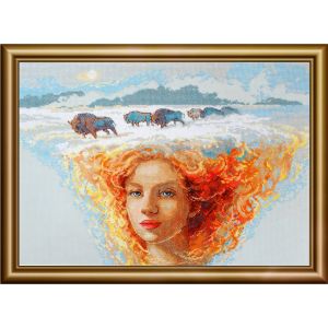 Kit Point De Croix Compt&eacute; Aine "M&egrave;re Nature. Terre" 40x30cm - Neuf