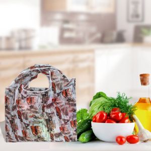 HJLIAN Sac de courses pliable reutilisable grande capacite imprime sac a main pliable cafe - Neuf