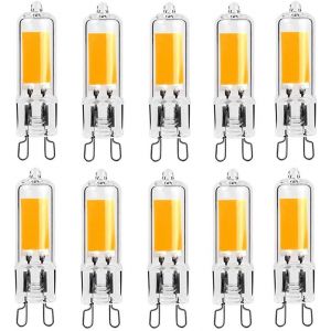 Kal-Led G9 2w Ampoule Led Cob 250lm, Ac220-240v, Blanc Chaud 3000k, Lampe À Économie D'énergie Cri80, Plein Verre, Ampoule Halogène Équivalente À 25 W, Angle De Diffusion De 360 °, 10 Pièces - Neuf