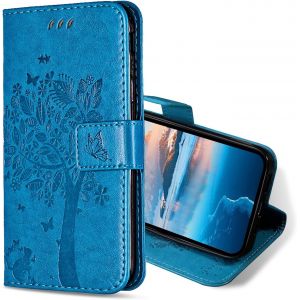 Maa-Coque Pour Samsung Galaxy J6 Plus 2018, Etui Protection Housse Premium En Cuir Pu, Antichoc Étui À Rabat Portefeuille Flip Case Pour Samsung J6 Plus 2018 (Bleu) - Neuf