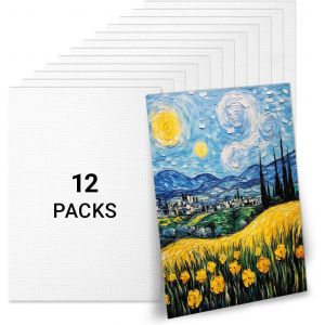 Tianyi-Lot De 12 Toiles À Peindre 26,5 X 19 Cm ¿ Toile Vierge En Coton Sans Acide Avec Cadre En Bois ¿ Pré-Étirée Et Prête À L'emploi Pour Peinture Acrylique, Huile, Aquarelle ¿ Enfants, Débutant - Neuf