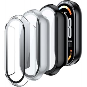 TIANYI-Lot de 3 Coque avec Film pour Xiaomi Smart Band 10 Protection &Eacute;cran,Dur PC Mat&eacute;riel Coque,Ultra Mince Verre Tremp&eacute; &Eacute;cran Case pour Xiaomi Band 10, Argent&eacute;/Noir/Transparent - Neuf