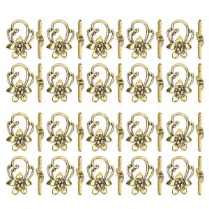 20 Ensembles Bracelet Toggle Fermoir Or R&eacute;tro Alliage Fleur Forme Ot Boucle Bijoux Accessoires - Neuf