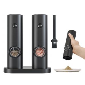 Ensemble moulin &agrave; sel et poivre &eacute;lectrique avec broyage automatique - Neuf