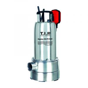 T.i.p. - Pompe Submersible Eaux Us&eacute;es Tip - Inox, 20 000 L/h, Aspiration Plate, Hauteur De Refoulement 8 M, Granulom&eacute;trie 30 Mm, Maxima 350ipx Duo 30274 - Neuf