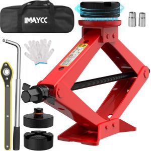 MEVRONISSHOP-Cric Voiture 2.5T/2500kg,Universel Crique Voiture avec 2 Tampon Caoutchouc, Portable Cric de Levage avec Cl&eacute; pour &Eacute;crous de Roue, Kit Urgence Automobile pour SUV MPV VoitureTesla 3/Y/X/S - Neuf