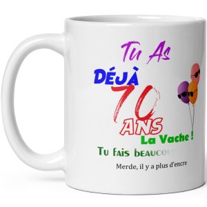 Eryi-Mug Joyeux Anniversaire 70 Ans Humour Tasse Soixante Dix Ans Tasse Drole Haute Qualité Idée Cadeau Rigolo Fete Noel Homme Femme Ami Collegue Copain Pote Famille - Neuf