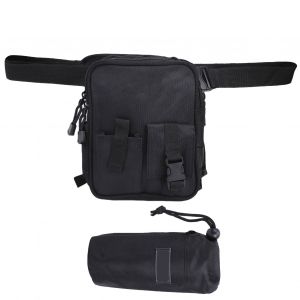 Sac banane multifonctionnel d'exterieur pour jambes, pochette de rangement pour leurres de peche, sac de rangement Oxford, noir - Neuf