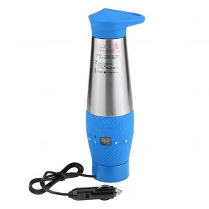 Bouilloire electrique de voyage 12 V 80 W avec isolation sous vide pour voiture, tasse chauffante pour faire bouillir l'eau, bleu - Neuf