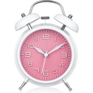 R&eacute;veil &agrave; double cloche,avec veilleuse,r&eacute;tro,alarme forte avec grand cadran de 4 pouces,pas de tic-tac et de chauve-souris - Neuf