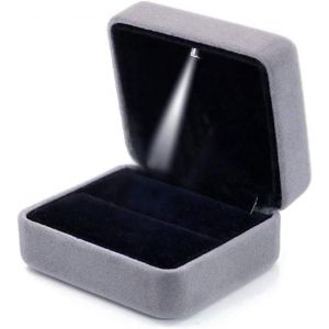 (Gris))&Eacute;crin &Agrave; Bagues En Velours Avec &Eacute;clairage Led Pour Mariage, Demande En Mariage, Fian&ccedil;ailles - Neuf