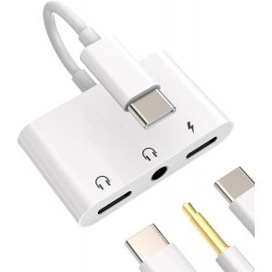 KALANKA-Adaptateur USB C Jack 3.5mm Ecouteur Casque Chargeur USB-C vers &Eacute;couteur Prise DAC Audio Cable Compatibles pour Samsung Apple iPhone 15 Pro Max Plus iPad Air Mini Huawei Xiaomi Redmi C&acirc;ble - Neuf