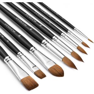 Mevronisshop-Pinceaux Aquarelle Professionnel - 8 Pinceau D'artiste Pour Aquarelle | Pinceaux Poil De Martre Kolinsky Pour Excellente Absorption Et Ma&icirc;trise Des Couleurs | Watercolor Brushes, Pinceau - Neuf