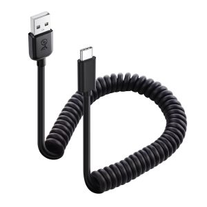 Câble USB à USB C spiralé avec charge rapide 3A/15W 0.3-1.2m, Cable USB C CarPlay, Cable Android Auto, Câble spiralé USB A USB C, pour iPhone 16 pro max, Galaxy S23, iPad - Neuf