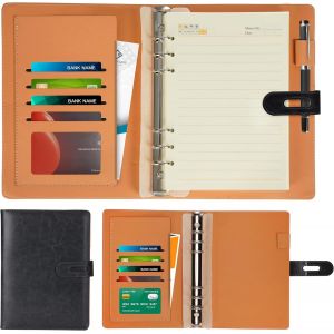 Chenquansarl-Lot De 2 Carnet De Notes En Cuir - Journal En Cuir Pu De Poche Avec Reliure - Cahier Pour Documents Daffaires Avec Pochettes Porte-Cartes Et Protege Cahier Cuir - Neuf