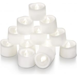 Sjzg-Lot De 12 Bougies Chauffe-Plat &Agrave; Piles Avec Minuteur, Bougies Chauffe-Plat Led Avec Minuterie De 6 H Int&eacute;gr&eacute;e, Pour Table De Mariage, D&eacute;coration D'int&eacute;rieur - Neuf