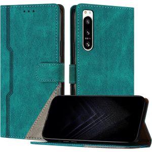 Kal-&Eacute;tui Pour Sony Xperia 5 Iv, Housse En Cuir Pu Avec [Protection Antichoc Tpu] [Fonction Support] [Porte-Cartes ] Antichoc Magn&eacute;tique Coque Pour Xperia 5 Iv - Vert - Neuf