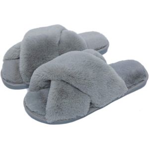 Kalanka-Pantoufle Femme Chausson Peluche Chaud Slippers Claquette Fourrure Sandal Bout Ouvert Accueil Chaussures - Neuf