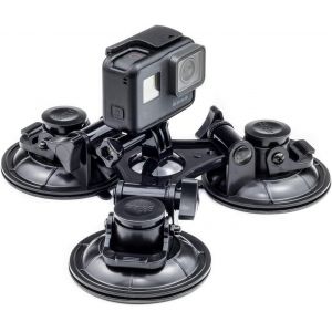 Triple Suction Cup Windshield Mount Bracket Compatible with GoPro Hero12 Hero11 Hero10 Hero9 Hero Max Action Camera DJI Osmo Action 3 Insta360 One/Akaso Campark Apeman Go Pro - Neuf