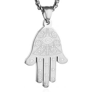 Trahoo-Khamsah Collier Avec Pendentif Main De Fatima En Acier Inoxydable Égyptien ?il De Fatima - Neuf